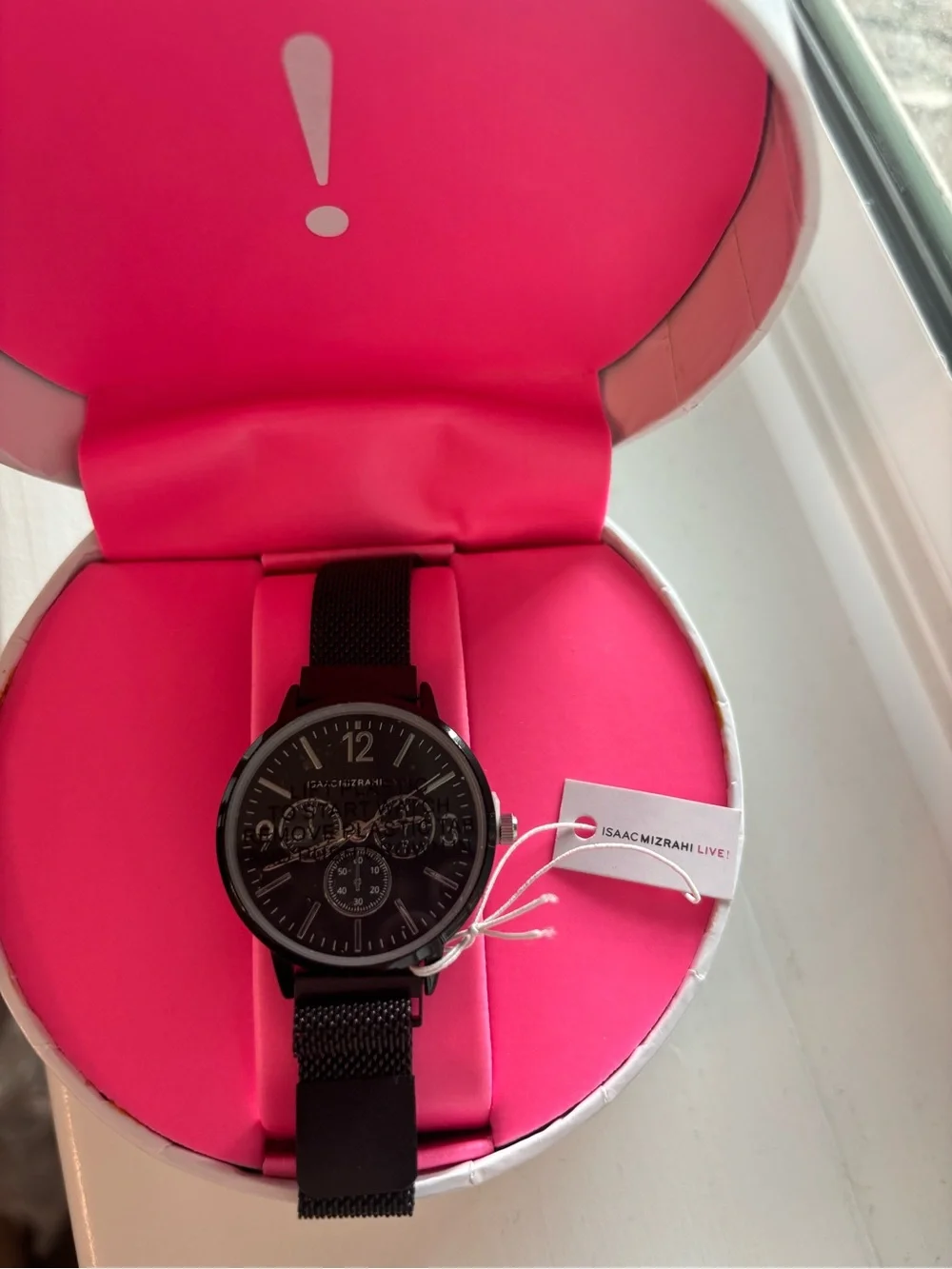 Isaac Mizrahi Live Black Mesh Strap Watch NWT Gift Box